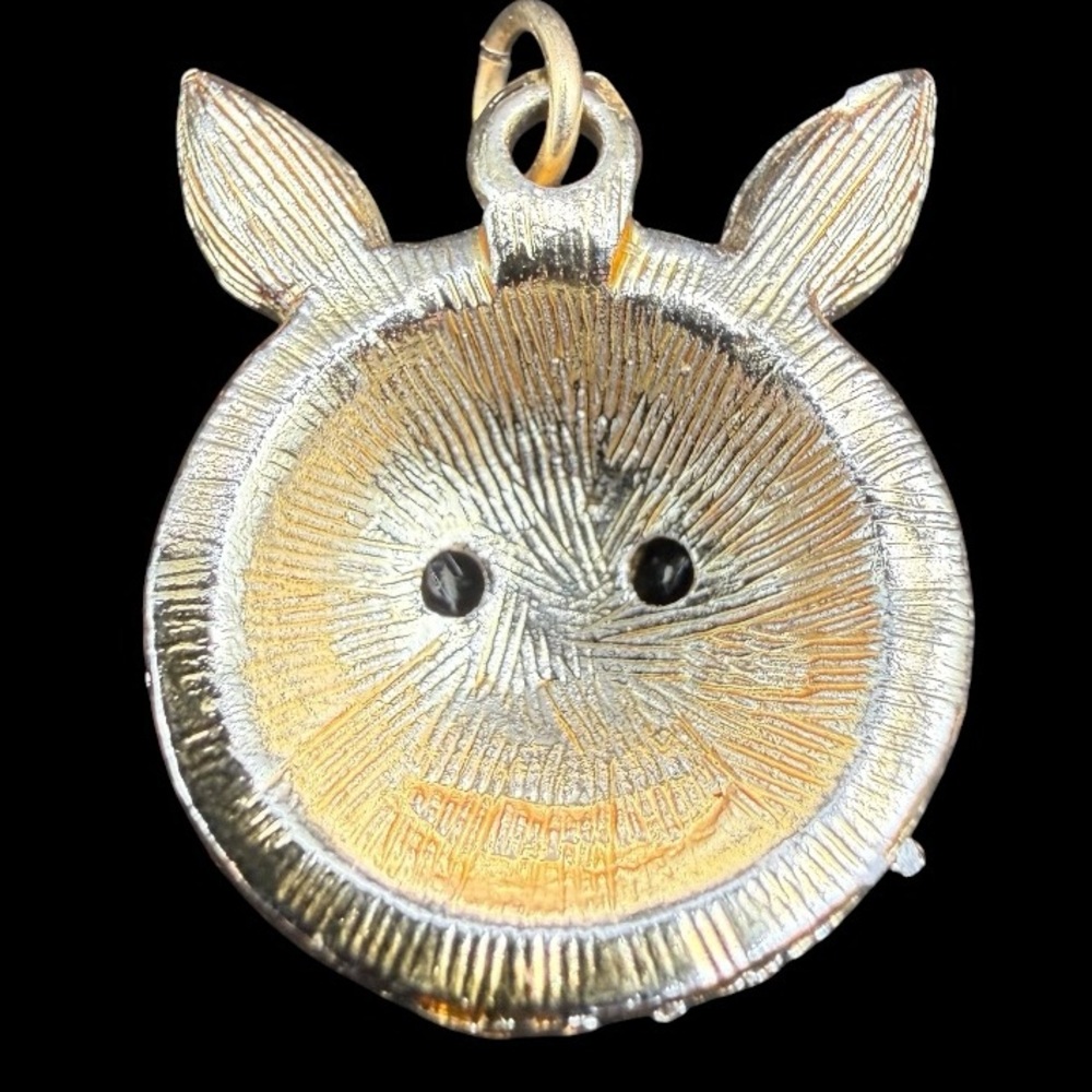 Gold Cat Pendant Charm with Aurora Borealis Iridescent Crystals - Picture 5 of 5